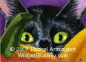 Hand-Made Painting by nature artist Rachel - Black Cat Peeking over Pumpkins