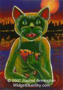 Original Painting by cat artist Rachel - Swamp Monster Cat
